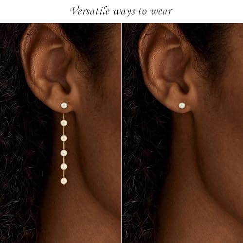 Fezodo Gold Jewelry Set for Women, Dainty 18K Gold Pearl Necklace and Earring Set With Pearl Earrings Bracelet Wedding Jewelry Sets for Bride, Bridal Prom Pearls Jewelry - Thumbnail 4