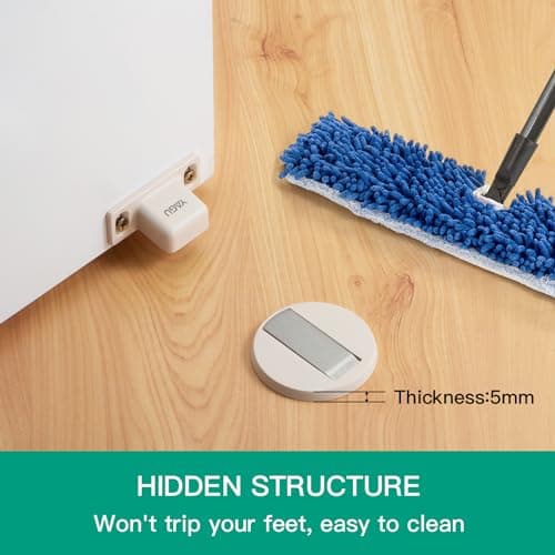 YAGU 1 Pack Invisible Magnetic Door Stopper, Zinc Alloy Door Catch with Dual Adhesive and Conceal Screw Mount No Drilling, Floor Mount Magnetic Door Holder for Bottom of Door (Beige) - Thumbnail 4