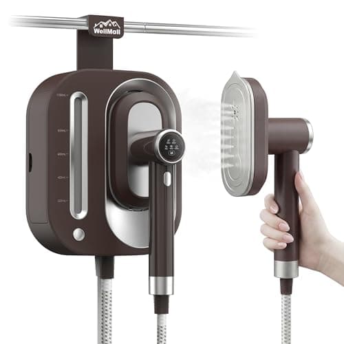 WellMall 2 In 1 Steamer for Clothes: 1550W Powerful Steamer with 1100ml Detachable Tank, 30s Fast Heat-Up, Horizontal & Vertical Use, Portable Wrinkle Remover for Clothes Drapes Bedding (Brown) - Image 1