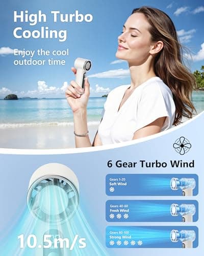 AGEYOU Portable Handheld Fan,4000mAh Rechargeable Turbo Personal Mini Fan,Pocket Design for Travel,Concerts,Sports Games,Camping,Hiking,Best Gifts for Women in Summer - Thumbnail 3