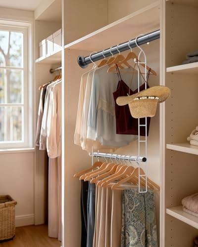 Supforce Hanging Closet Rod Stainless Steel, 2 Pack Adjustable Height & Width Closet Rod Extender, Space-Saving Closet Hanging Storage Organizer，Load up to 88LB - Thumbnail 3