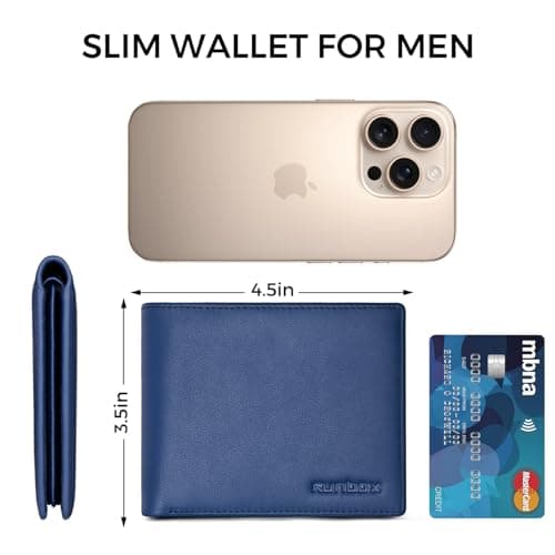 Genuine Leather Wallet for Men 12 Cards Mens Wallet Bifold Rfid Blocking with 2 ID Windows Card Holder Wallet with Gift Box - Thumbnail 6