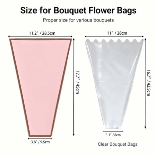 MEI SHUO PIN 200PCS Flower Wrapping Bags Kraft Paper Floral Wrap Sleeves - Thumbnail 3
