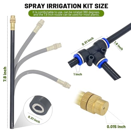 360° Adjustable Drip Irrigation System - 50FT Garden Watering System with 16 Nozzles, Garden Irrigation System, Greenhouse Accessories, Atomizing System for Yard, Lawn, Plants, 5/16 inch Tubing - Thumbnail 6