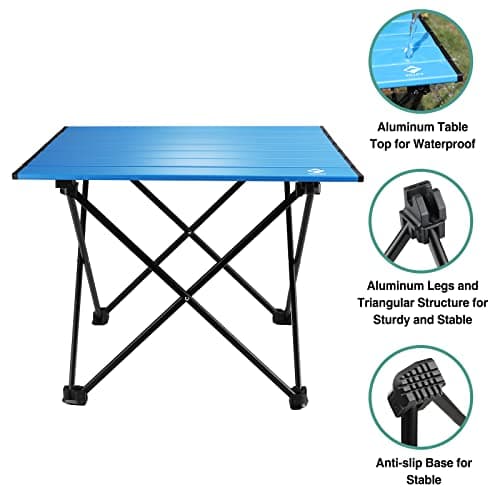 VILLEY Portable Camping Side Table, Ultralight Aluminum Folding Beach Table with Carry Bag for Outdoor Cooking, Picnic, Camp, Boat, Travel - Thumbnail 5