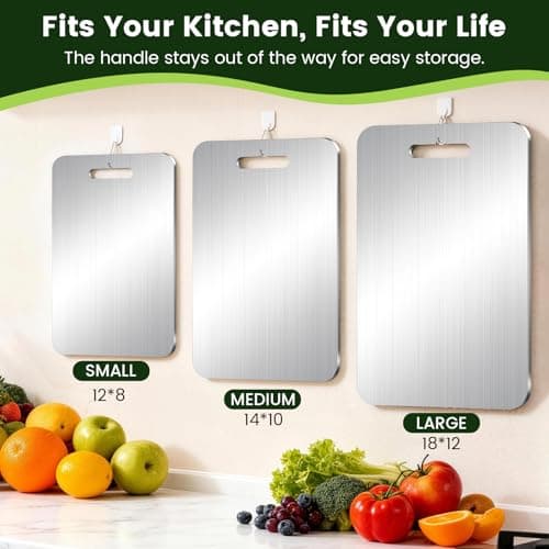 Titanium Cutting Board,100% Pure Titanium Cutting Boards for Kitchen, Double-sided Food Grade Cutting Boards Non Toxic, Chopping Board Dishwasher Safe for Cutting Meat Vegetable Fruit(18L*12W) - Thumbnail 4