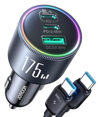 JOYROOM 175W Car Charger USB C Fast Charge 3-Port Cigarette Lighter Charger