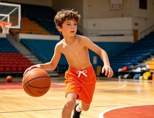 Cozople Boys Athletic Shorts Quick-Dry Soccer Shorts for Running Basketball Gym Active Play Kids Summer Training Sport Shorts with Stretch Waist Szie 10 Orange - Thumbnail 2