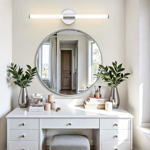 Gednbo Bathroom Vanity Lights Chrome Dimmable LED 360° Full Lighting Bathroom Light Fixtures Over Mirror 23 inch Vanity Light Bar Hardwired Modern Wall Sconce 4000K Light for Bedroom Living Room - Thumbnail 2