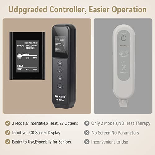 FIT KING Leg Massager with Heat and Compression Therapy, Leg Compression Massage for Circulation, Swollen Leg, RLS Pain & Fatigue Relief, Foot Calf Massager Boots, Recovery Pressure Boots - Thumbnail 5