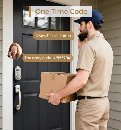 Keyless Entry Door Lock with 2 Handle – Smart Deadbolt, App Control, 100-Code Keypad, One-Time Passcode, Auto Lock & Anti-Peep, Easy Installation for Front Door(Silver+Handle) - Thumbnail 4