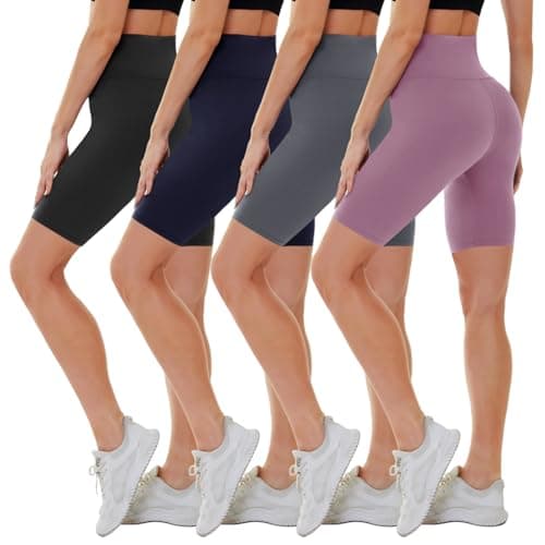 CAMPSNAIL 4 Pack Biker Shorts for Women High Waist - 5"/8" Tummy Control Soft Athletic Yoga Workout Running Gym Shorts - Image 1