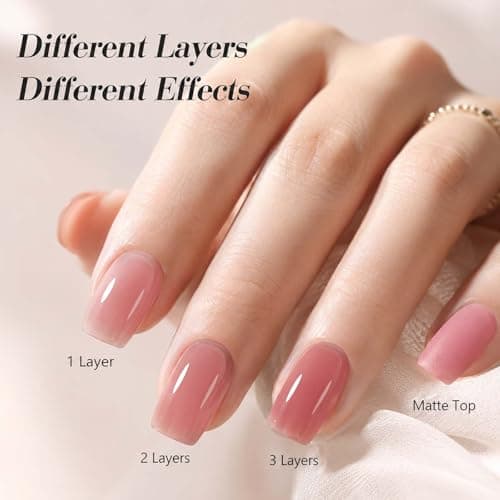 AZUREBEAUTY 6 Colors 15ml HEMA Free Jelly Purera Gel Nail Polish Set, Same Color Bottles, Soak Off UV LED Gel Polish Kit Nail Art for DIY at Home Manicure Salon Gifts, Milky White Pink Neutral Sheer - Thumbnail 5