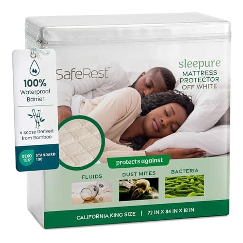 SafeRest Waterproof California King Size Mattress Protector - Viscose Derived from Bamboo - Fitted with Stretchable Pockets - Machine Washable Viscose Blend Mattress Cover for Bed - Image 1