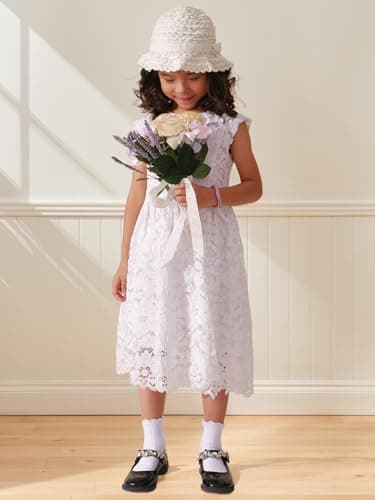 ALLOVIN 6 Pairs Non-Slip Ruffle Lace Socks for Baby & Toddler Girls – Soft Cotton Grip Socks | Pure White/Off-White | 6-12 Months - Thumbnail 2