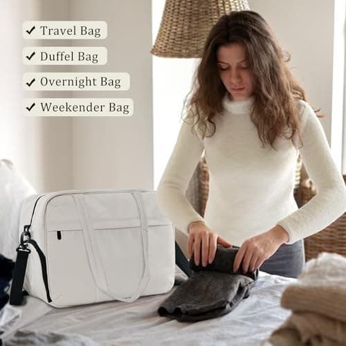 U+U Gym Bag for Women, Duffle Bag with Shoe Compartment Travel Carry on Weekender Bag, Personal Item Travel Bag for Overnight, Water Resistant - Thumbnail 6