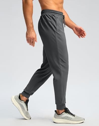Pudolla Men's Fleece Lined Joggers Sweatpants with Zipper Pockets Winter Warm Pants for Men Running Workout Gym Athletic(Dark Grey Medium) - Thumbnail 2