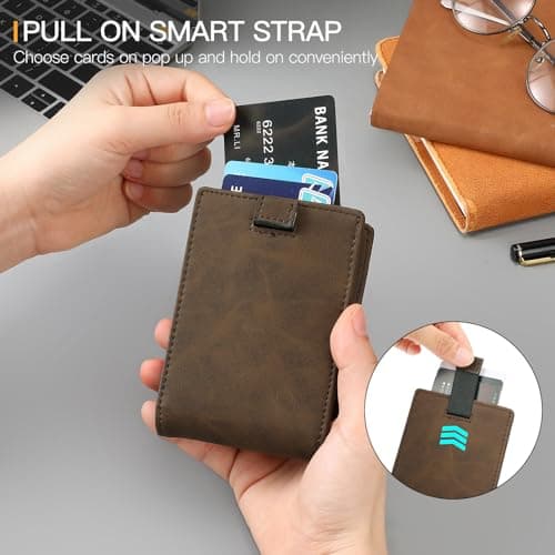 SENDEFN Slim Wallet for Men with Money Clip RFID Blocking Bifold Genuine Leather Minimalist Card Holder with ID Window （coffee） - Thumbnail 6