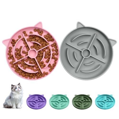 YINEYA 2 Pcs Silicone Slow Feeder Cat Bowl, Cat Slow Feeder for Food Training, Interactive Puzzle Bowls for Puppy, Kitten Dishes to Prevent Overeating, Treat Toys Suitable for Dry and Wet Food - Image 1