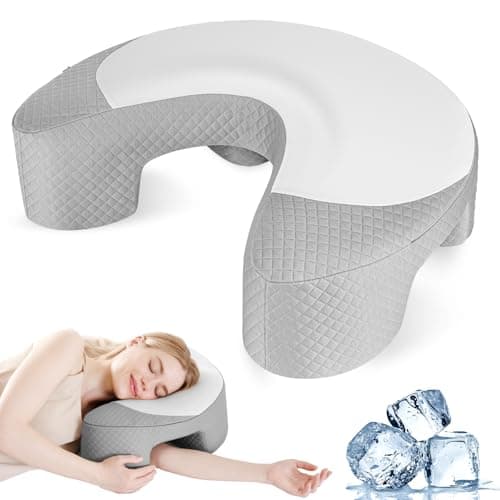 Side Sleeper Pillow with Arm Hole - Cooling Memory Foam Shoulder Pillow for Neck,Shoulder & Rotator Cuff Pain Relief,Ergonomic Arm Support Pillow for Adults,Ideal for Left & Right Side Sleepers,Grey