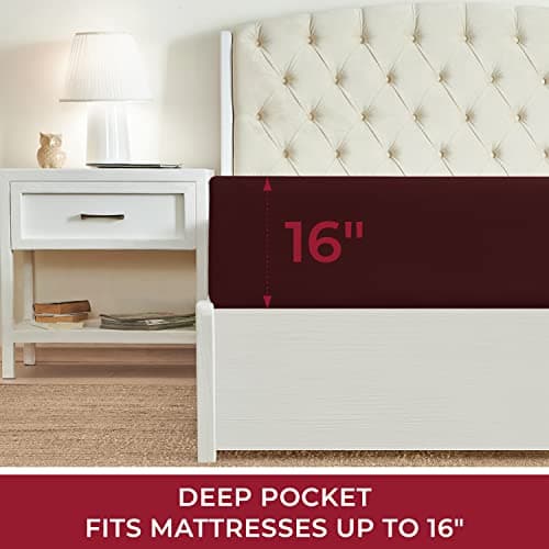 Mellanni Twin XL Fitted Sheet - Iconic Collection Bedding Sheets with up to 16 inch Deep Pocket - Soft & Cooling - Fade & Stain Resistant - 1 PC (Twin XL, Brick Red) - Thumbnail 2