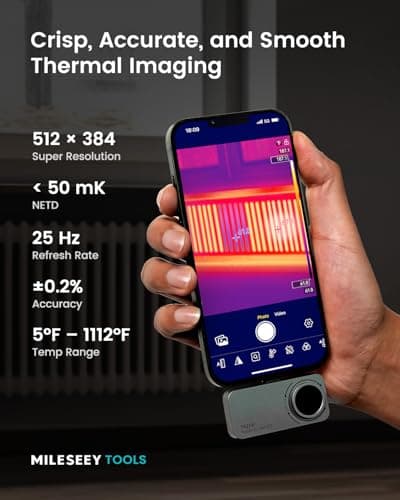 MILESEEY TR256i Thermal Imaging Camera for iOS (iPhone 17/16/15 and iPad w/USB-C), 512×384 Super Resolution Infrared Camera, iPad Thermal Imager, 5°F-1112°F for Electrical, Building, HVAC Detection - Thumbnail 3