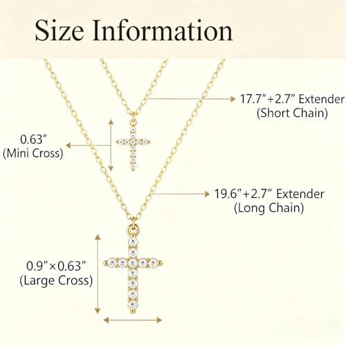 Double Gold Plated Cross Necklace for Women Dainty Layered Cross Pendant Necklaces Adjustable Hypoallergenic Gold Cross Necklace Multi Layer Christian Jewelry Stackable Religious Necklaces Mom Gift - Thumbnail 6