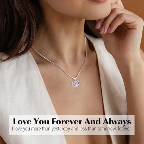 Sistble Valentines Day Gifts for Mom, Mom Birthday Gifts from Daughter Son I Love You Heart Necklace Christmas Retirement Gift for Women Jewelry - Thumbnail 4