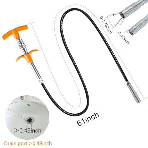 63 In Drain Snake Hair Drain Clog Remover Tool, Sink Drain Cleaner for Sewer Kitchen Bathroom Shower Tub Toilet Clogged Drains Opener Cleaning Tool, Flexible Grabber Claw Pick Up Reacher Tool - Thumbnail 6