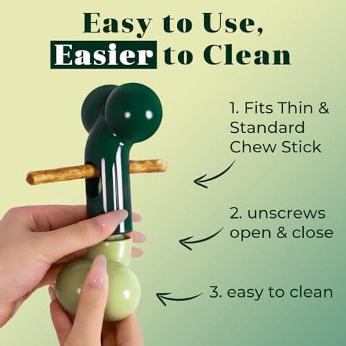 Apasiri Bully Stick Holder for Medium/Large Dogs - Anti-Choking, Prevents Swallowed Ends - Nylon Dog Chew Toy - Dishwasher Safe, Green - Thumbnail 4