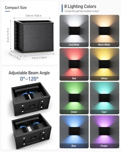 CORESLUX Solar Fence Lights Outdoor, Up and Down Outdoor Wall Lights, IP65 Waterproof Solar Powered, Color Changing Warm Cool Solar Sconce Lights for Backyard/Railing/Wall/Step/Patio, 6PCS - Thumbnail 5