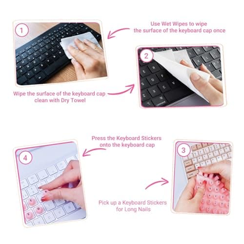 Keyboard Sticker for Long Nails with Letters: 64 Pcs Keyboard Bubbles for Long Nails - Reusable Adhesive Protective Type Long Nail Keyboard Stickers, Antistatic, Compatible for Gaming/PC/Laptop - Thumbnail 6