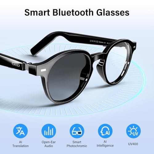 GetD 2026 AI Smart Glasses for Men Women, Translation Glasses with ChatGPT 145 Language, Photochromic Lenses, Bluetooth Glasses 11H Music Play /9H Call for Travel Daily Use - Thumbnail 6