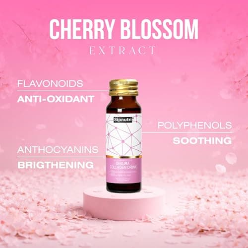 Sipnutri Sakura Collagen Drink - Gift for Mother - Marine Peptides Liquid Shot Hydrolyzed with Cherry Blossom & Mangosteen Extract, Supports Skin Hydration, Hair & Nail Health – 1.69 fl oz x10 - Thumbnail 3