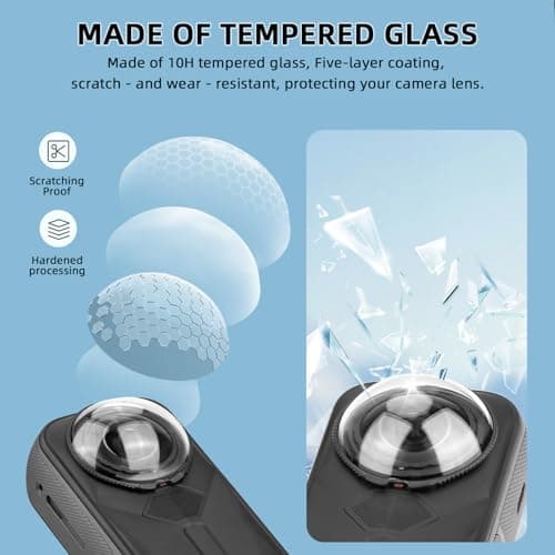 Flymile Insta 360 X5 Premium Lens Guard + 2 Pack Screen Protector Accessories Bundle, 10H Transparency Tempered Glass Film Lens Cover for Insta360 X5 Protective Kit Anti-scratch Camera[Bubble Free] - Thumbnail 3