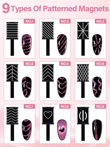 EBANKU Cat Eye Magnetic for Nails, 17PCS Cat Eye Gel Nail Polish Magnet Tools Powerful Set Wand Magnet for Nail Polish Square Round Y Shaped Heart Magnet Stick Diverse Glassy Cateye Effect - Thumbnail 3