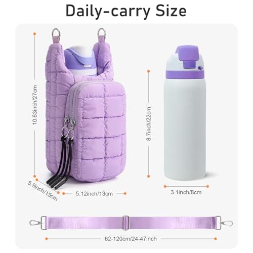 WOOMADA Water Bottle Holder RFID Crossbody Bag for Women, Ideal for Walking, Hiking, Cycling（lavender） - Thumbnail 2