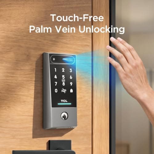 TCL Smart Lock D2 Pro, Palm Vein Keyless Entry Deadbolt, Wi-Fi Keypad Door Lock, Built-in Doorbell, 8-Month Battery, App & Voice Control, Works with Alexa & Google Home, Easy Install for Front Door - Thumbnail 2