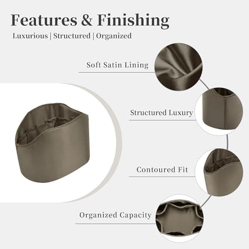 Purse Organizer Insert for In The Loop 18/23, Satin Bag Organizer Compatible with Hermes Bags, Lightweight Women Purse Essentials, Soft Touch Inner Liner with Multiple Pockets(Etoupe grey, Loop 18) - Thumbnail 5