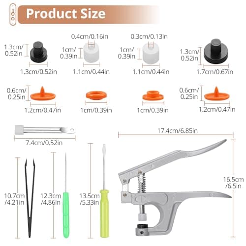 Kamtop Snaps and Snap Pliers Set, 408 Sets T5 Plastic Snap Buttons 24 Colors, Snap Fasteners Snap Press Pliers Snaps Starter Kit Snap Setter Tool for Clothes Sewing Bibs Rain Coat DIY Crafting - Thumbnail 2
