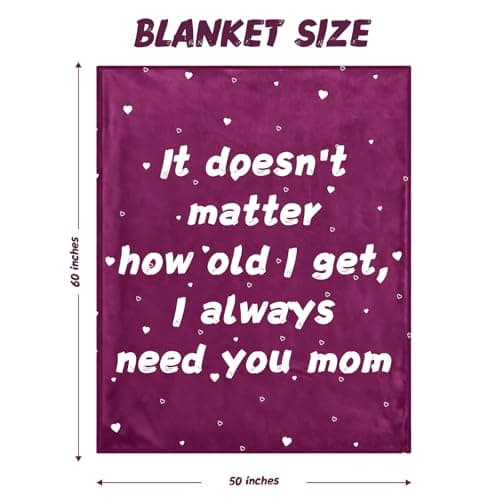 Gifts for Mom - Mom Gifts for Mother's Day Birthday Christmas - Love Mom's Blanket Soft Flannel Throw Blanket 60x50'' (Plum Purple) - Thumbnail 3