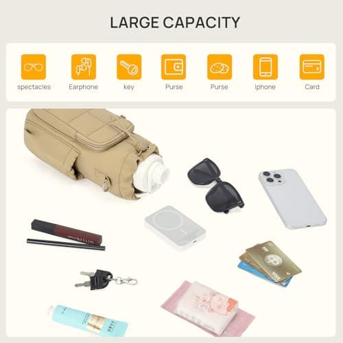 Telena Water Bottle Holder with Strap 40 oz Crossbody Water Bottle Bags for Women Men Walking, Running Khaki - Thumbnail 4