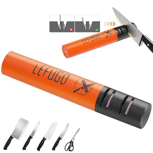 LEFUGO Electric Knife Sharpener, 3 Speed Max 7000RPM Handheld Sharpener for Kitchen Knives, Electric Knife Sharpening Tool of Portable Cordless Rechargeable 2000mAh (Orange) - Image 1