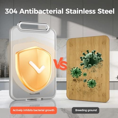 Sumzzz Stainless Steel Cutting Board for Kitchen, 2-in-1 Double-Sided Chopping Board, Dishwasher Safe, Food Grade Stainless Steel/PP, Easy to Clean, Large Size, Non-Slip, 16"×11" - Thumbnail 4