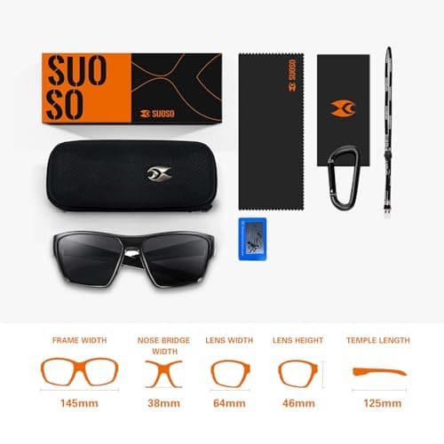 suoso Sports Polarized Sunglasses for Men: TR90 UV400 Protection Sun Glasses Womens Wrap Around Goggles for Drving Fishing Blue - Thumbnail 5