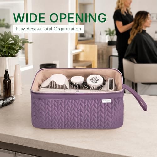 KarSyon Shark Flex Style Case for Dy son Airwrap Hair Dryer Brush Revlon Hair Tools Travel Bag Carrying Case Flat Curling Iron Organizer (Purple) - Thumbnail 2