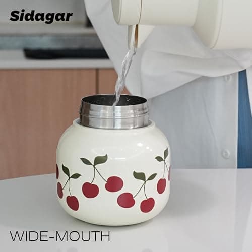 Sidagar 22 oz Tote Water Bottle with Straw and Carry Handle, Wide Mouth Vacuum Insulated Stainless Steel Tumbler, Travel Water Jug for Women Easy Carry, Cherry - Thumbnail 6