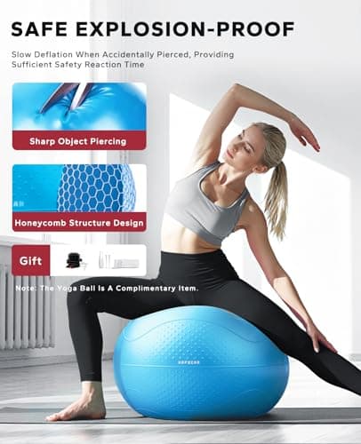 HAPBEAR Back Roller - Yoga Wheel Set with 26'' Anti-Burst Exercise Ball – 12'' PP Inner Core Spine Alignment Tool for Back Pain Relief,Core Strength & Full-Body Workout, Back Roller Wheel for Home Gym & Therapy, Pump Included - Thumbnail 5