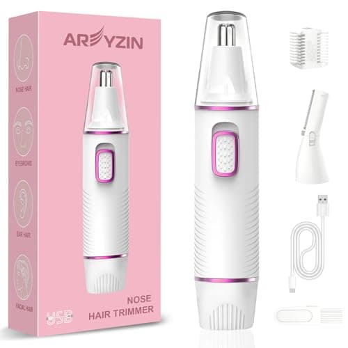 AREYZIN Nose and Ear Hair Trimmer for Women, 2 in 1 Professional Painless Electric Facial and Eyebrow Hair Remover, IPX7 Waterproof, USB Rechargeable, Dual-Edge Blades Portable Nasal Hair Clipper - Image 1