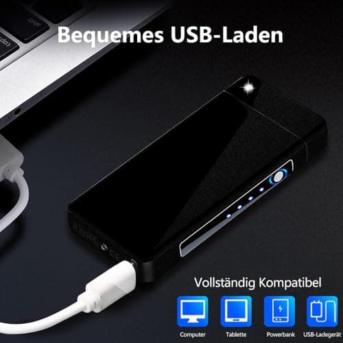 GADATOP Arc Plasma Flame Lighter USB Rechargeable Windproof Electric Lighter for Candle(Matte Black) - Thumbnail 4